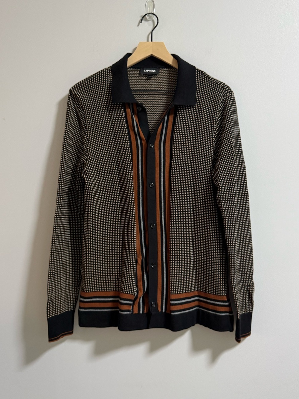 Express Black and Brown Textured Knit Cardigan - Picture 2 of 6
